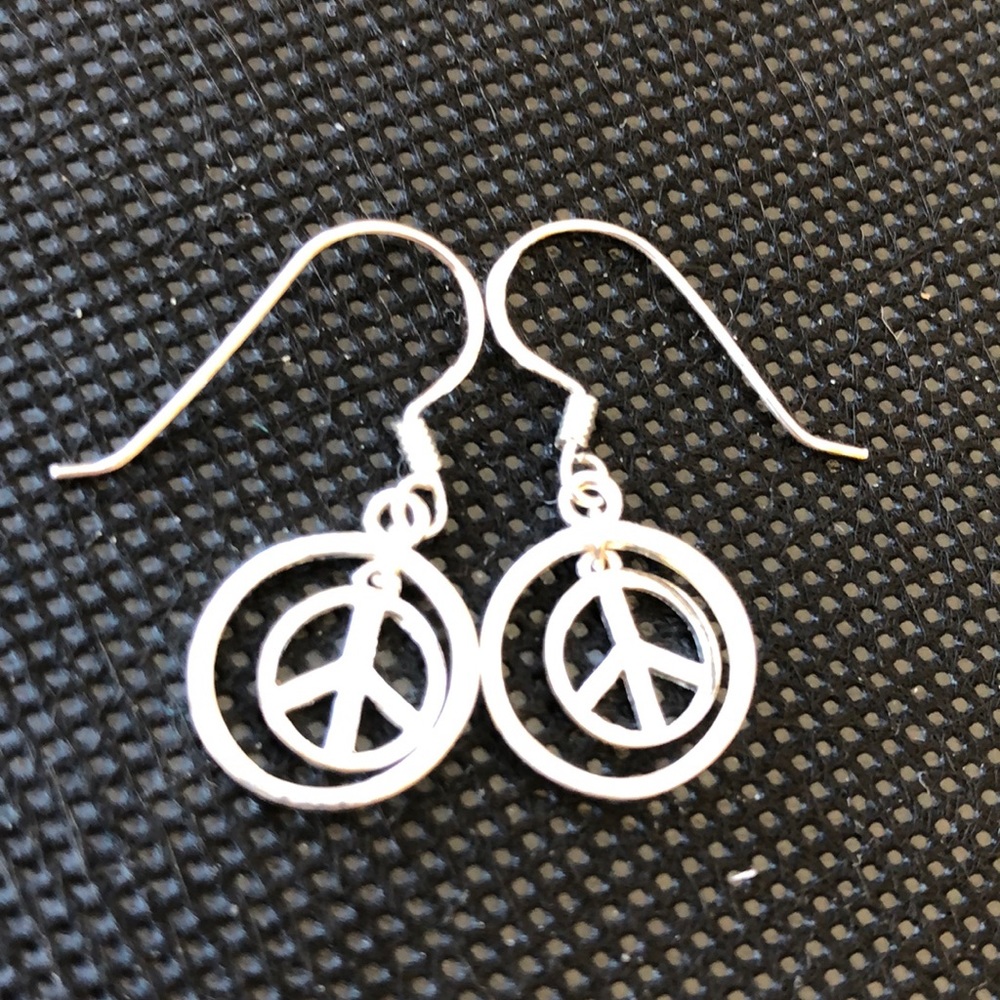 sterling silver Peace sight dangle earrings